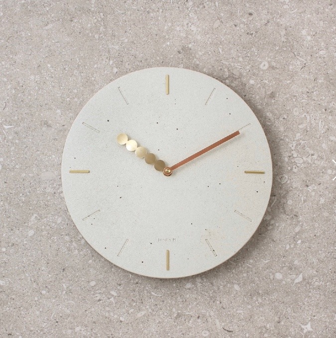 陶器掛け時計 / 真鍮 銅オリジナル針 : JM19CL001