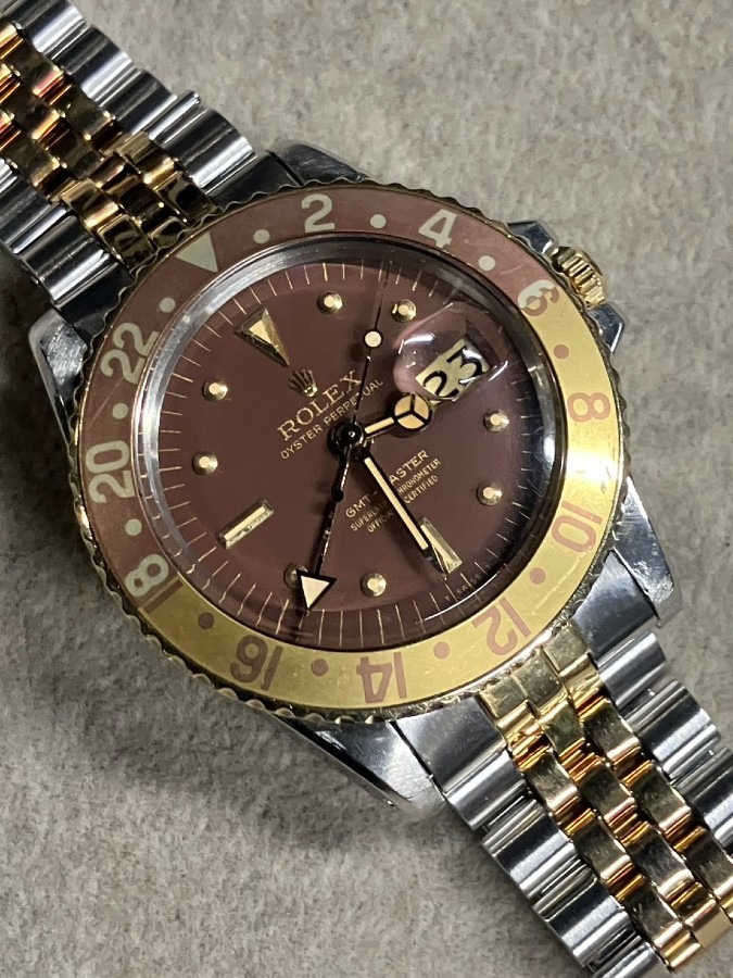 SOLD OUT‼️ オススメヴィンテージ ROLEX GMT-MASTER Ref.1675/3 SS×YG/ブラウン “Root Beer” ダイヤル
